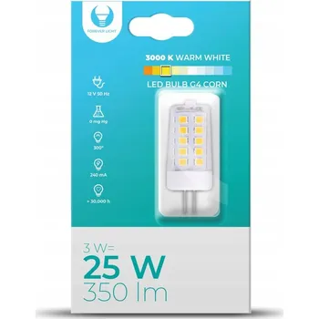Žárovka LED žárovka Forever Light Corn G4 3W 12V 3000K teplá bílá