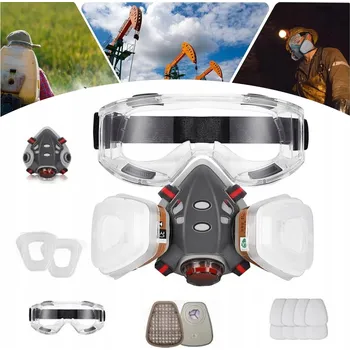 Plynová maska LAKÝRNICKÁ MASKA POLOMASKA OCHRANNÁ PROTIPRACHOVÁ FILTRY VLOŽKY BRÝLE