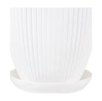 Váza Kulatý dekorativní květináč s podnosem 15 x 13 x 13 cm Pryskyřičný květináč na živé rostliny Venkovní i interiérová dekorace Odolný materiál bílá