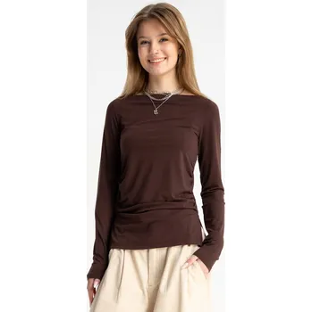Dívčí tričko Reporter Young | Dívčí hnědá LONG halenka s dlouhým rukávem a řasením v pase - Barva HNĚDÁ, Velikost 146 261-0442G-16-710-1