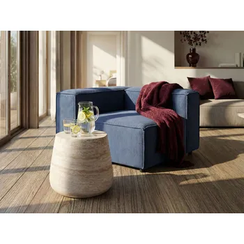 Obývací stěna 1místný rohový modul tmavě modrý manšestrové čalounění modulární pravostranný černé nohy moderní styl obývací pokoj Beliani