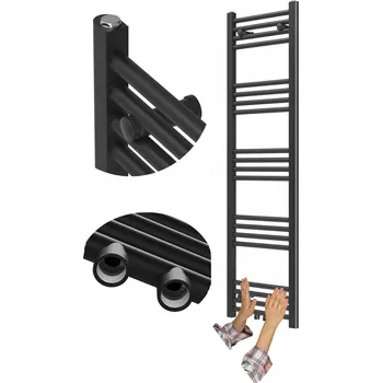 Radiátor KOUPELNOVÝ RADIÁTOR ŽEBŘÍKOVÝ MODERNÍ ČERNÝ 140x40 cm RAVEN