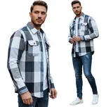 Pánská flanelová košile s kostkovaným vzorem, klasický střih, s kapsami DX2676 - XXL