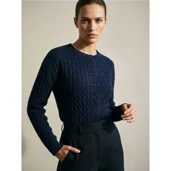 Dámský svetr Sinsay - Kardigan s ozdobným pleteným vzorem - námořnická modrá - 747IV-59X - 747IV-59X-L