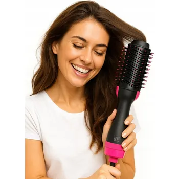 Fén Univerzální kartáč na vlasy, fén a kulma 3v1 S12 černo-růžový