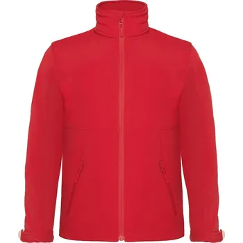 Chlapecká bunda B&C | Hooded Softshell /kids red 7-8 Bunda (softshellová) - dětská