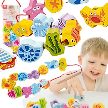 Dřevěná hračka Dřevěné stavebnice korálky Classic World CW3636