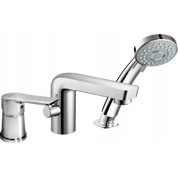Vodovodní baterie Tříotvorová vanová baterie na okraj vany chromovaná s bodovou sprchou NEA