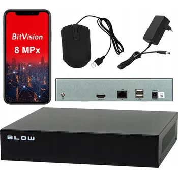 IP kamera IP monitorovací rekordér pro 9 kamer, 8MP, aplikace, 1xHDD CCTV BLOW