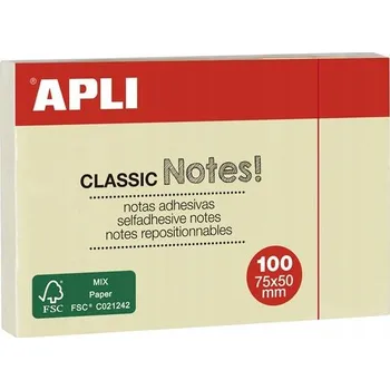 Samolepící bloček Samolepicí blok "CLASSIC", luta, 50 x 75 mm, 100 listů, APLI 10971