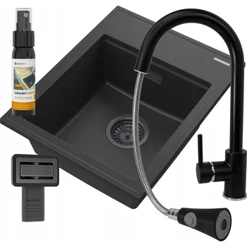 Granitový dřez Jednokomorový granitový dřez Granitan ALOR, černý