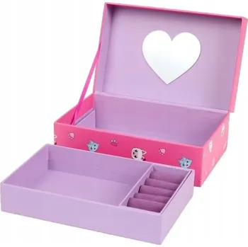 Šperkovnice ŠPERKOVNICE NA BIŽUTERII SE ZRCÁTKEM KOČIČÍ DOMEČEK GABBI 18,5x12x8cm KRABIČKA