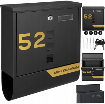 Poštovní schránka POŠTOVNÍ ČERNÁ POŠTOVNÍ SCHRÁNKA + ZLATÝ VZOR