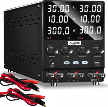 Laboratorní zdroj 2x 30V 10A regulovatelný servisní precizní USB 5V 2A