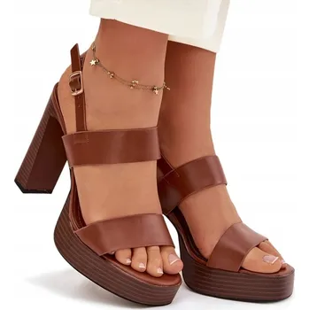 Dámské sandále Butosklep dámské sandály P-1496 CAMEL na sloupkovém podpatku, velikost 39