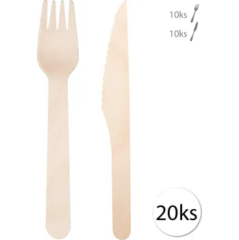Příbor GASTROSTAF EKO-15 Jednorázový dřevěný příbor - vidličky, nože 16cm 20ks