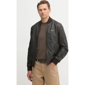 Pánský bomber Kožená bunda bomber Aeronautica Militare PN5062U100535 hnědá 88X, vel. 52