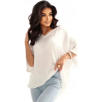 Dámská halenka Dámská volná letní halenka s krátkým rukávem pod sako, bílá, velikost M