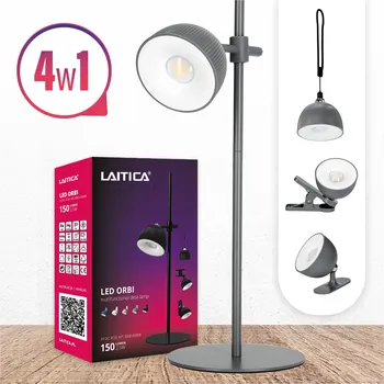 Lampička Bezdrátová LED Stolní Lampa Školní ORBI Šedá USB 4v1 NASTAVITELNÁ