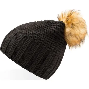 Čepice Atlantis | Monte Bianco black/beige onesize Pletená čepice s bambulí "Monte Bianco"