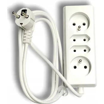 Napájecí kabel Prodlužovací Kabel Timex PS-472 1,5m 4 zásuvky 2P + 2PZ s uzemněním bílý