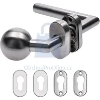 Dveřní kování Kování koule/klika nerez s oválnou rozetou 1 ks levá klika, 1 ks koule, 2 ks oválná rozeta, balení 1 ks