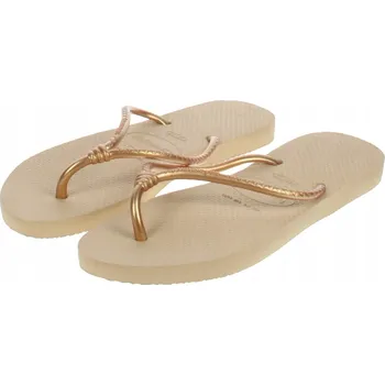 Dámské žabky HAVAIANAS ZLATÉ ŽABKY NA NAZUTÍ S LOGEM, PLOCHÉ