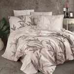 Sada povlečení Alisa 160x200 100% BAVLNA saténová tkanina listy hnědá
