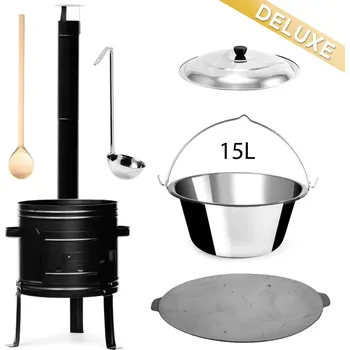 Sport Perfect Home PL-Set-61 DELUXE Kotlíková souprava 15L, 6ks – kotlina/kotlík/poklice/vařečka/naběračka/deska