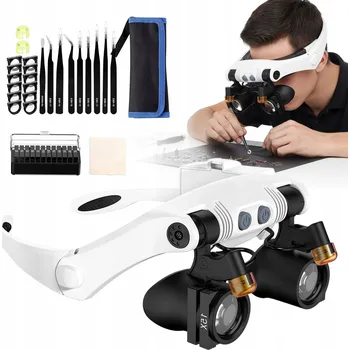 Lupa ZVĚTŠOVACÍ BRÝLE SE 7 ČOČKAMI 3X-15X, 21 ZVĚTŠENÍ BRÝLOVÁ LUPA S LED OSVĚTLENÍM 2X