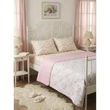 Přehoz na lůžko Sinsay - Přehoz na postel s květinovým vzorem - pastelová růžová - 5059T-03X - 5059T-03X-ONE