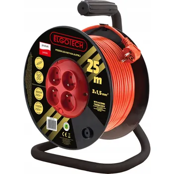 elektrický kabel Prodlužovací Kabel bubnový Elgotech 25 m, 4 ks zásuvek, černý