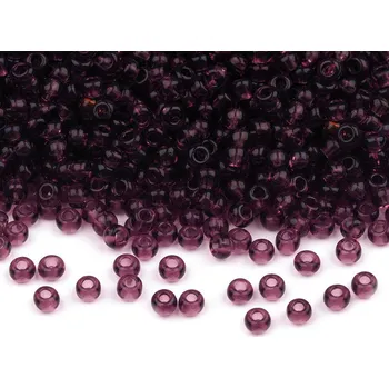 Dětské navlékací korálky Rokajl Preciosa 10/0 - 2,3 mm lesklé, velké, 20060 fialová švestka transparent