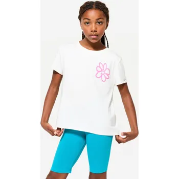 Pánské oblečení DECATHLON Dětské fitness tričko 5-6 LET BÍLÁ