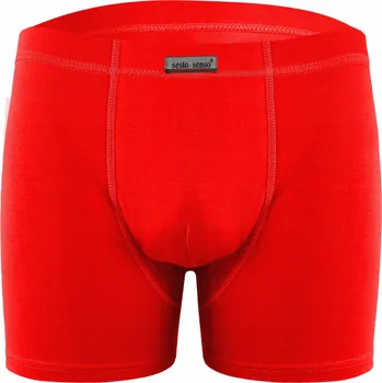 Pánské spodní prádlo Pánské boxerky BM04 bavlněné ploché švy klasické Červené S
