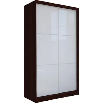 Šatní skříň Skříň s posuvnými dveřmi BIBIANA Barva: wenge/bílé sklo, Rozměr: 150x216x61