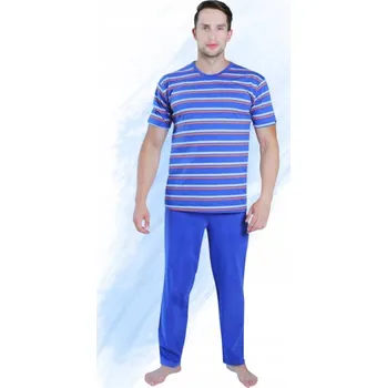 Sesto Senso Pánské pyžamo s proužky KRÁTKÝ RUKÁV, DLOUHÉ KALHOTY Jeans XL