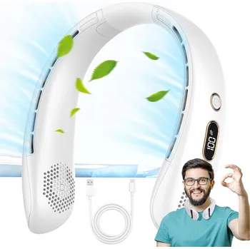 Domácí ventilátor VENTILÁTOR NA KRK PŘENOSNÝ VENTILÁTOR 3 RYCHLOSTI 2000MAH S LCD displej