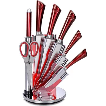 Kuchyňský nůž Royalty Line RL-KSS804 8-dílná sada nožů s praktickým stojanem, červená