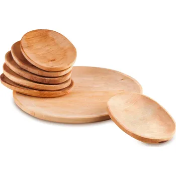 Sada dřevěných misek s pizza podnosem 7ks, Perfect Home 1315