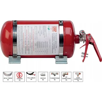 Hasicí přístroj Mechanický hasicí systém OMP o objemu 4,25 l.