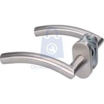 Dveřní kování Kování klika nerez s oválnou rozetou 2 ks kliky s rozetami, 2 ks oválné rozety pro vložku FAB + příslušenství k montáži, balení 1 ks