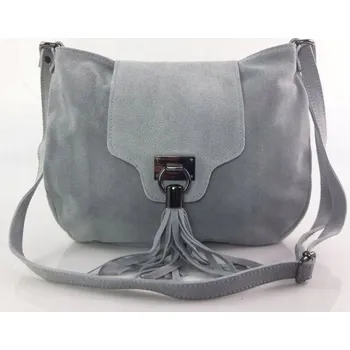 Kabelka Velká semišová kabelka přes rameno formátu A5 Vera Pelle Šedá