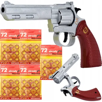 Dětská zbraň PISTOLE NA KAPSLÍKY SLEPÉ NÁBOJE DÁREK 10x720 KS KOVOVÝ REVOLVER PRO DĚTI