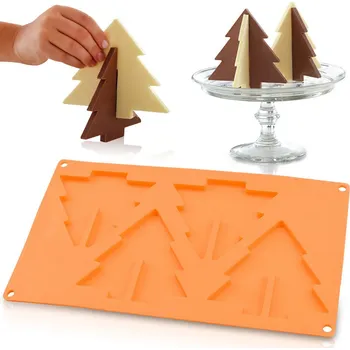 Forma na pečení Perfect Home 28098 Silikonová forma Stromky, 28,9x16,9x0,6 cm, oranžová