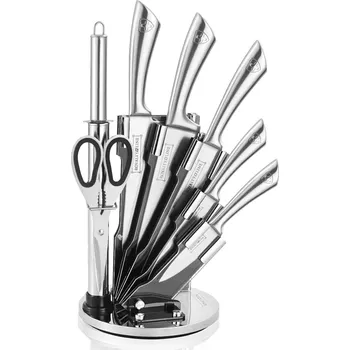 Kuchyňský nůž Royalty Line RL-KSS600 8-dílná sada nožů v praktickém stojanu, stříbrná