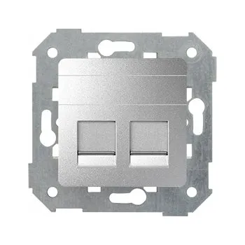 Elektrická zásuvka Simon 82 Krytka pro 2x RJ45 zásuvku plochá s krytkami (modul) hliník 82006