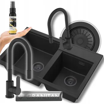 Granitový dřez Dvoukomorový dřez Granitan granit černý