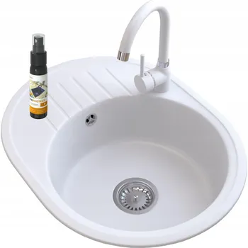 Granitový dřez Jednokomorový granitový dřez Granitan LUXOR, bílý