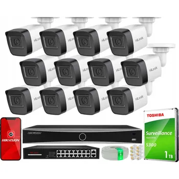 IP kamera Sada kamerového systému 12x IPCAM-B4-P + Záznamové zařízení DS-7616NXI-K2 16x PoE